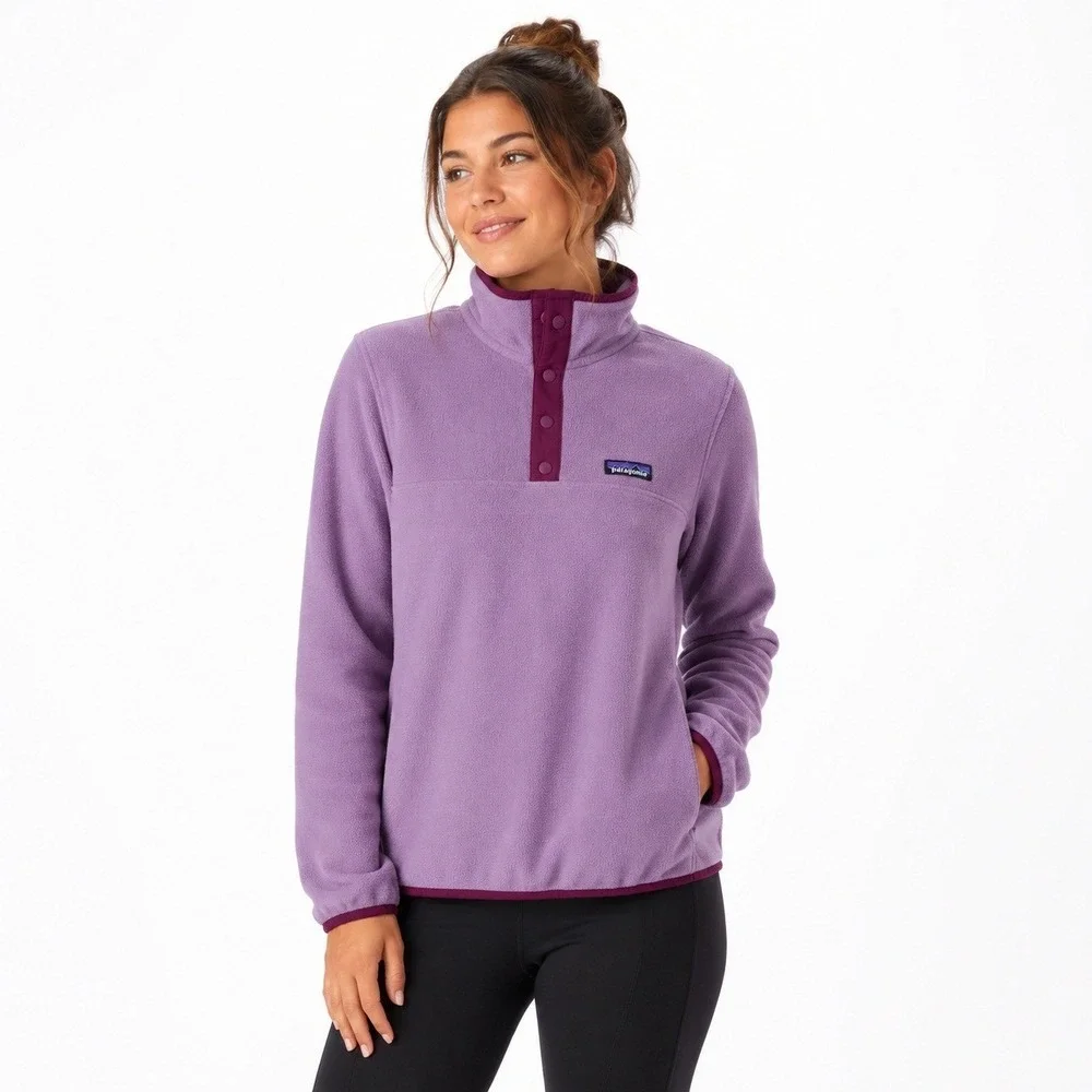 Patagonia Synchilla Snap-T Fleece Women M Lavender Sweater Granola Hiking